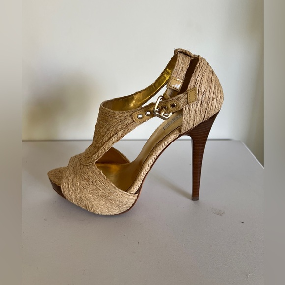 Report Signature Lucie 2 Platform Raffia Sandals Size 6 - Picture 4 of 12